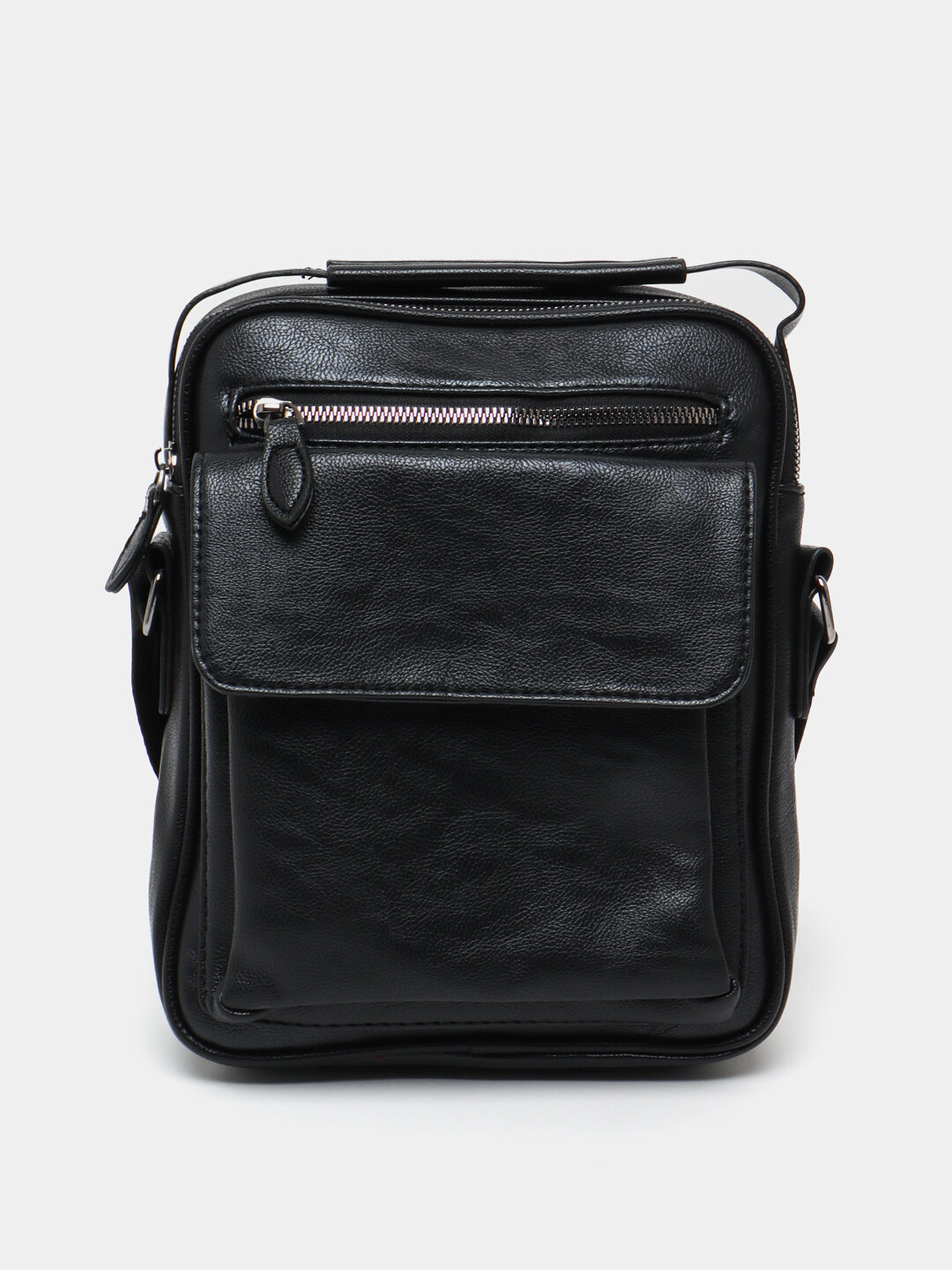 Сумка барсетка , фактура гладкая, черный-04 — фото 1