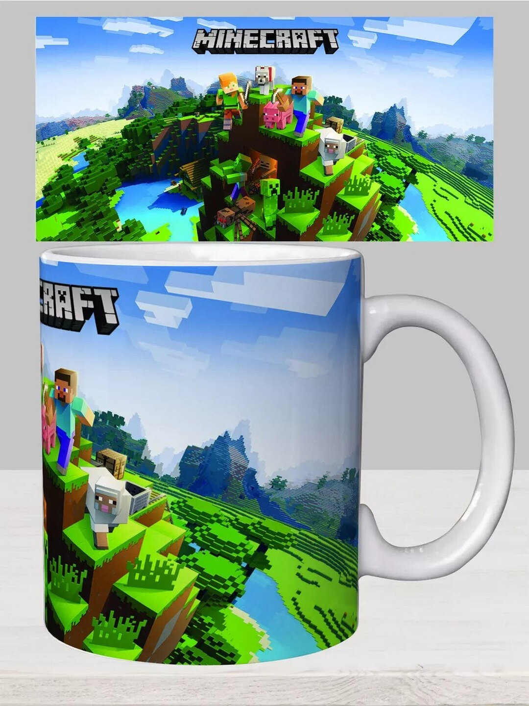 Кружка Minecraft, керамическая, подарочная, для чая/кофе, c принтом — фото 1