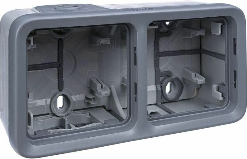 Установочная коробка Legrand ОП 2-м Plexo горизонтальный, серый Leg 069672 125007 .