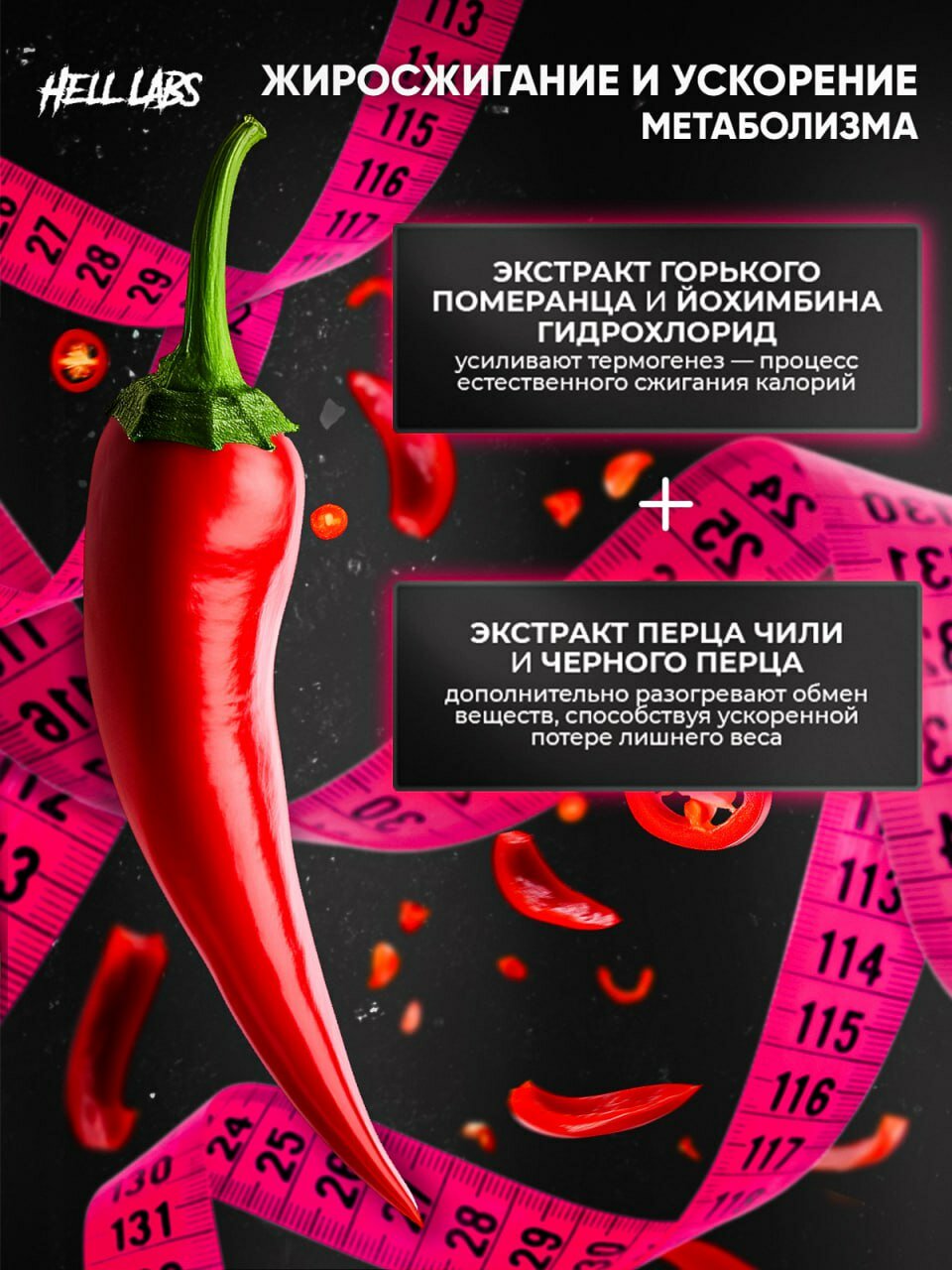 Спортивное Питание Жиросжигатель Hell Labs Hell Fire, капсулы, 90 шт, нейтральный вкус, для снижения веса