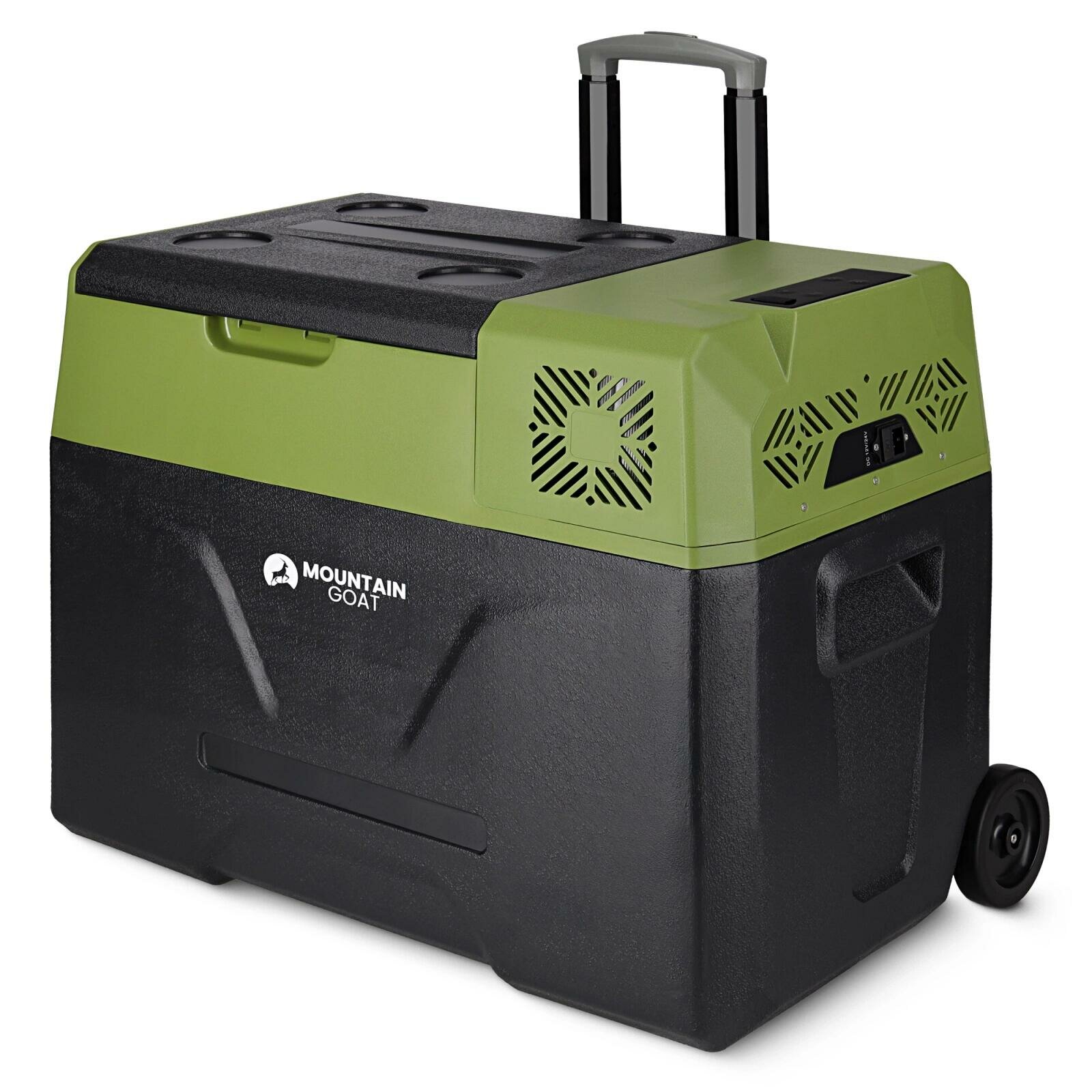 Decathlon Туристическая компрессорная автомобильная холодильник MOUNTAIN GOAT Xtreme, 39,3 л, чёрно-оливковая, с колёсами, USB, диапазон -20 C до 20 C