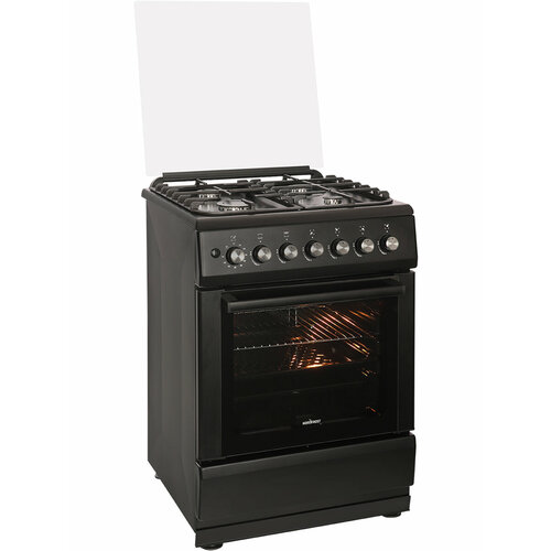 Газовая плита NORDFROST GG 6062 B, 64 л, газ-контроль духовки, черный