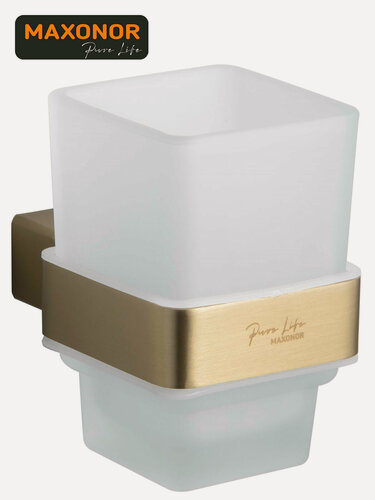 Изображение товара Стакан для зубных щёток настенный Maxonor PURE LIFE ALMA PL1806-6 золото матовое