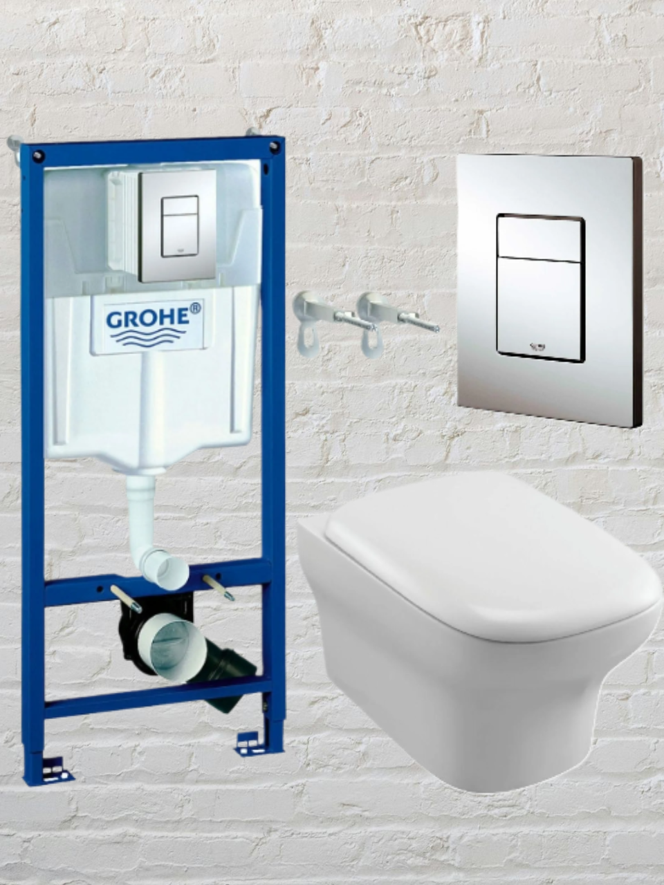 Комплект 3 в 1 инсталляция Grohe Rapid SL кнопка GROHE Skate Cosmopolitan горизонтальная