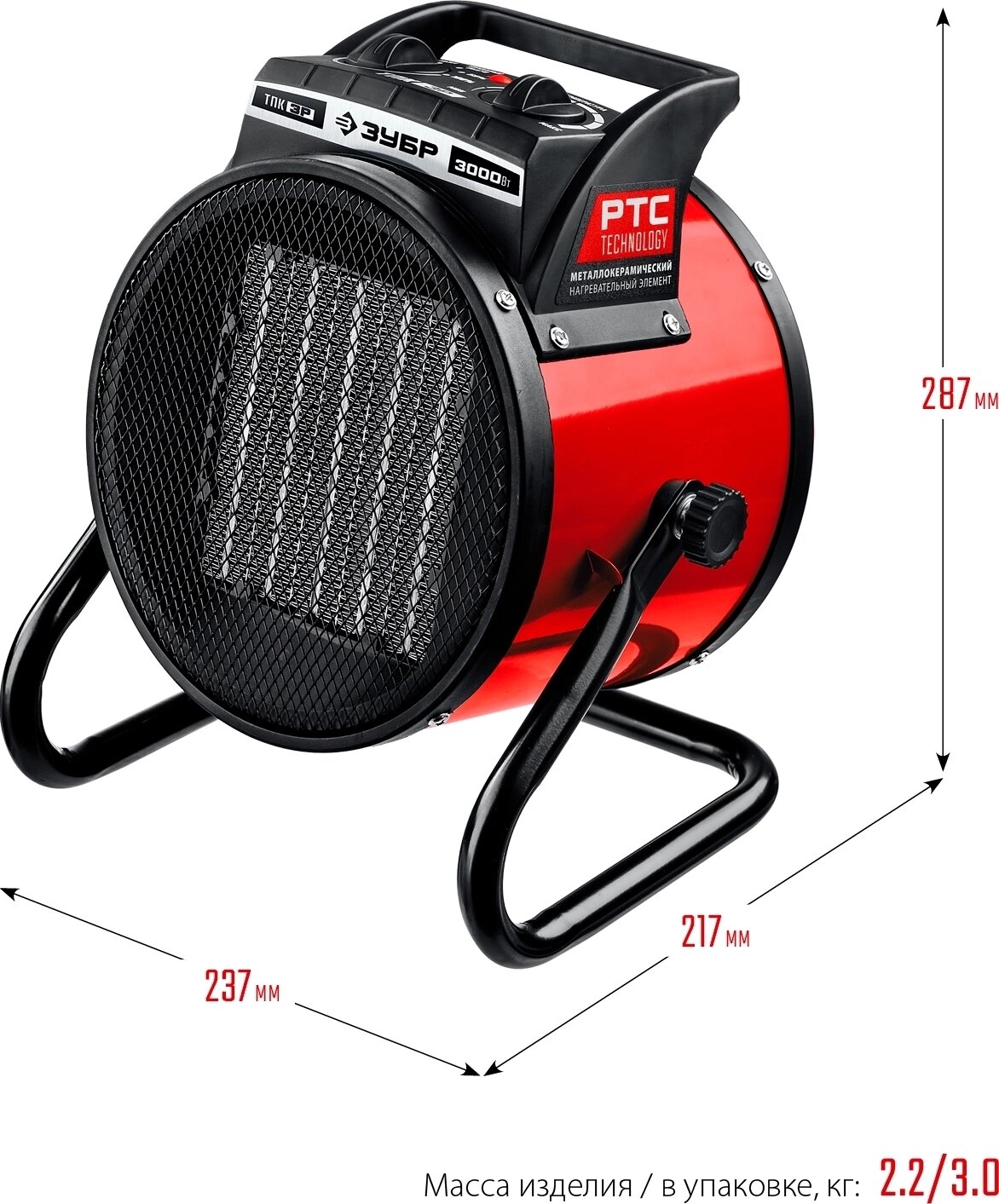 Электрическая тепловая пушка ЗУБР ТПК-3Р