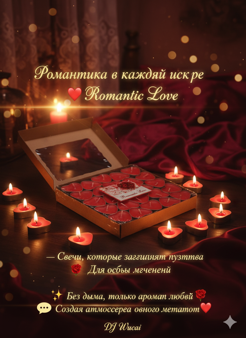 Свечи для романтического вечера, в форме сердца Romantic Love, 50 шт. — фото 1