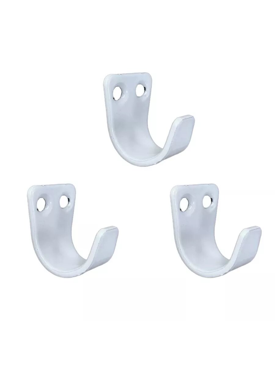 Крючок-вешалка настенный мебельный № 1 белый (в комплекте 3 штуки)