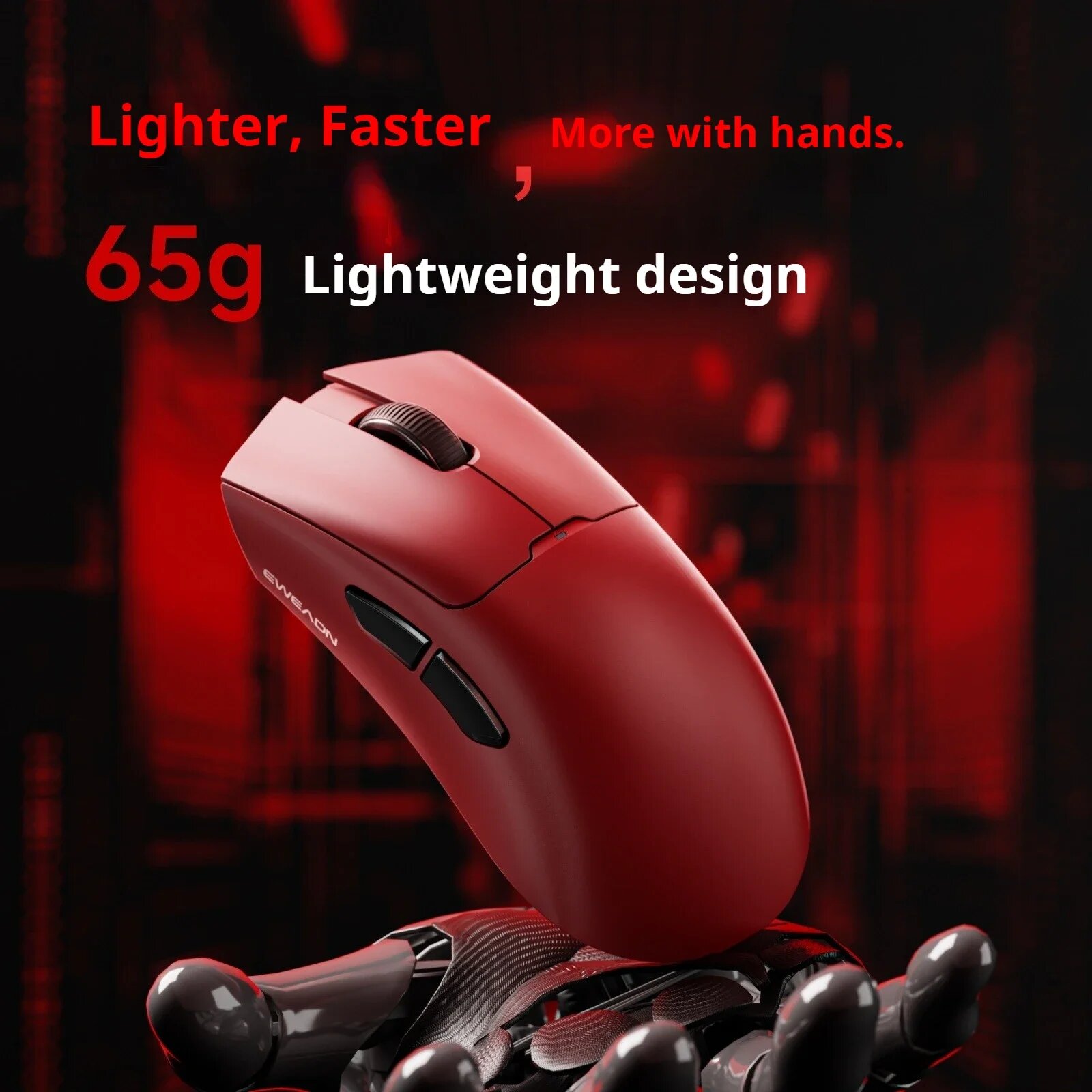 Игровая мышь Eweadn A5 PRO RED, 12000 DPI, 1K, аккумулятор 800 мАч, 3 варианта подключения: проводное/2,4 ГГц/Bluetooth.