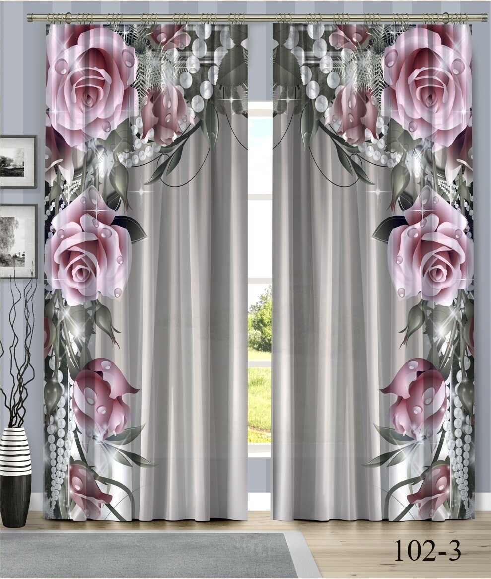 фото TEXWAY Комплект красивых декоративных занавесок 145х260 см, 2 штуки 102-3H