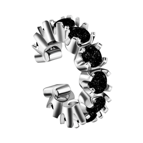 Моносерьга GOLDENGAL, серебро, 925 проба, родирование, черный, серебряный