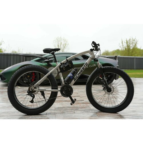 Велосипед фэтбайк Richiesto 26 взрослый и подростковый 20-я рама спортивный вездеход серебристо-черный 33100₽