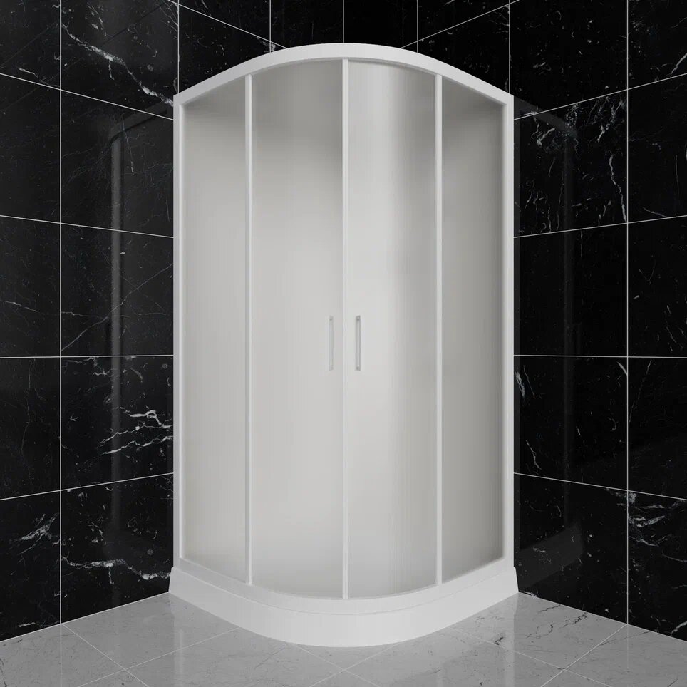 фото Душевая кабина Frank 90x90 F409 М White стекло матовое, профиль белый