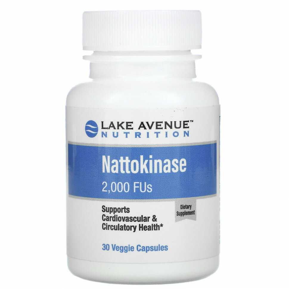 Lake Avenue Nutrition, Наттокиназа, протеолитический фермент, 2000 FU, 30 растительных капсул