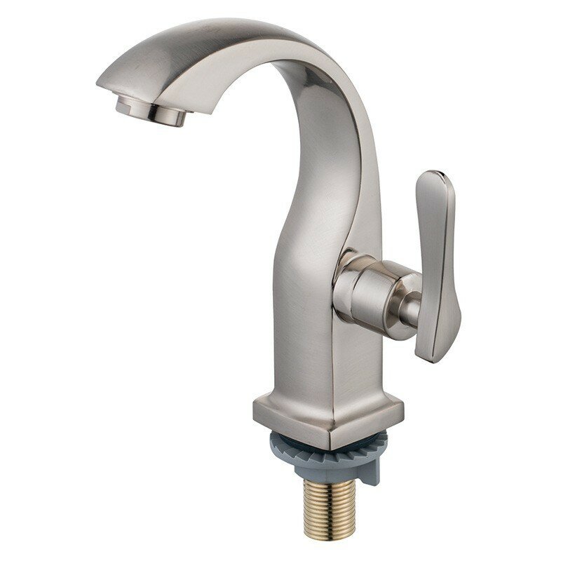 фото Смеситель для раковины, встраиваемый, цинковый сплав, 4 точки, с одной колонкой, холодной воды