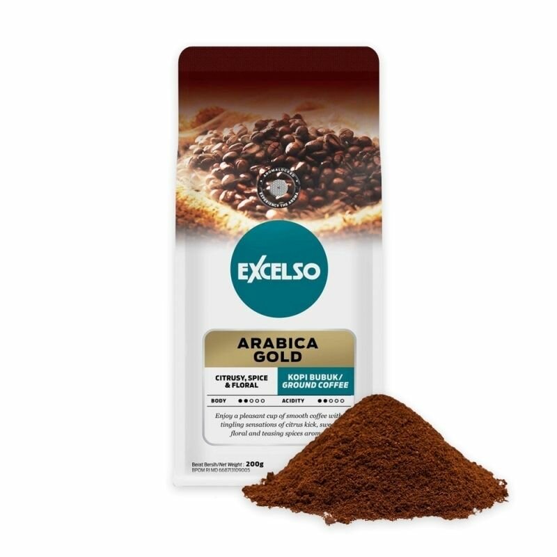 Excelso Кофе индонезийский обжаренный молотый Arabica Gold 200г