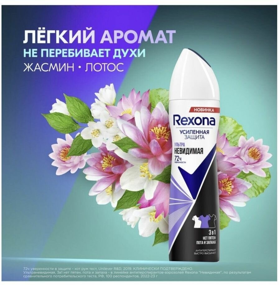 Rexona Антиперспирант Усиленная защита Ультраневидимая 72ч уверенности, спрей, 150 мл, 250 г, 1 шт.