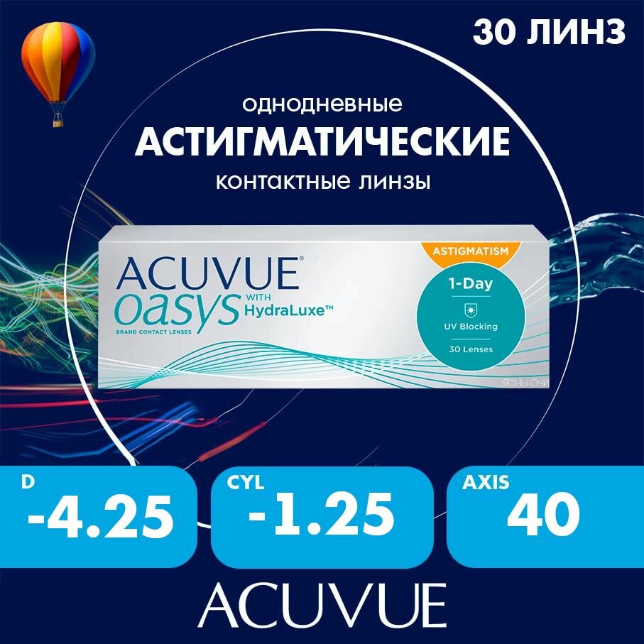 Acuvue Oasys 1day with hydraluxe for astigmatism 30 линз42512540