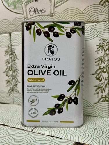 Изображение товара Оливковое масло Cratos Extra Virgin Olive Oil нерафинированное первого холодного отжима, Греция, 5 л, жестяная банка