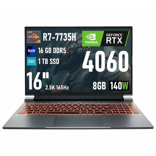 Ноутбук игровой Machenike L16 Pro 16 дюймов AMD Ryzen 7 16 Гб DDR5 1 ТБ SSD RTX 4060 11100000₽