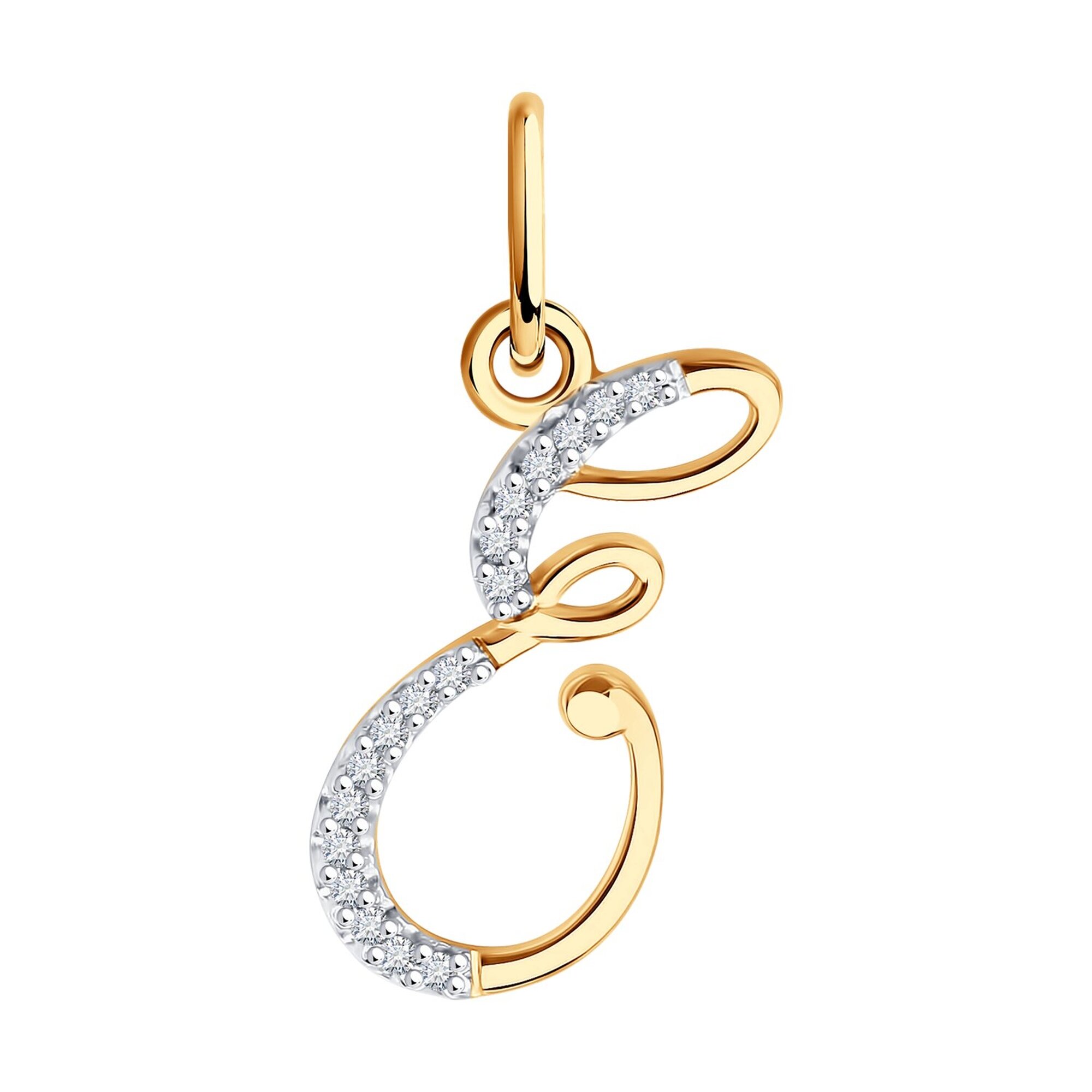 Подвеска Diamant online, красное золото, 585 проба, фианит
