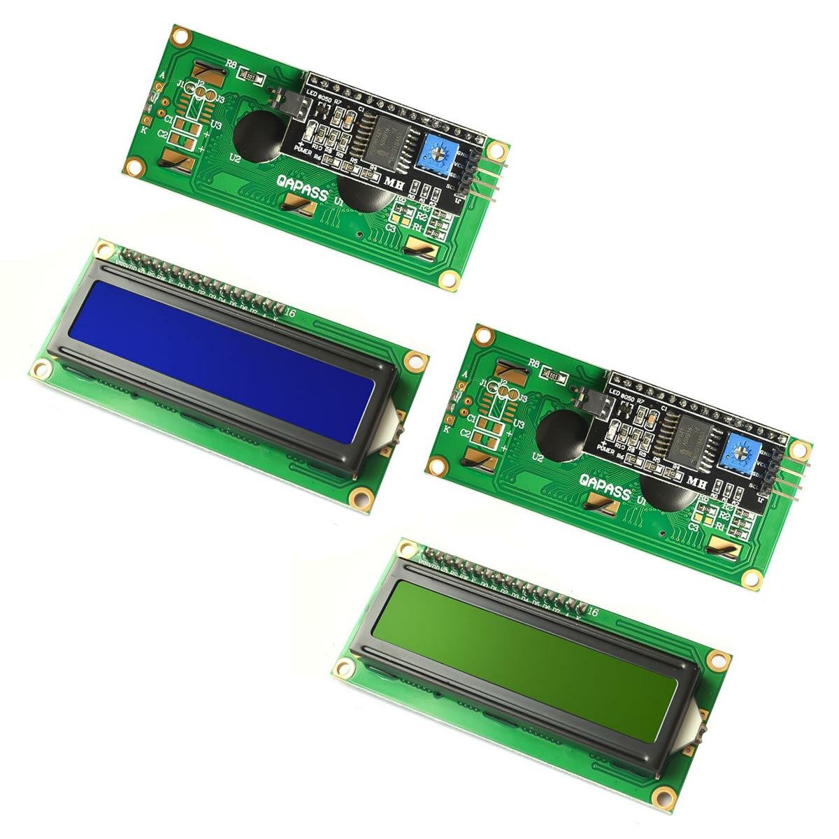 LCD1602 1602 ЖК-модуль Синий Желтый Зеленый Экран 16x2 Символьный ЖК-дисплей PCF8574T PCF8574 IIC I2C Интерфейс 5 В для Arduino