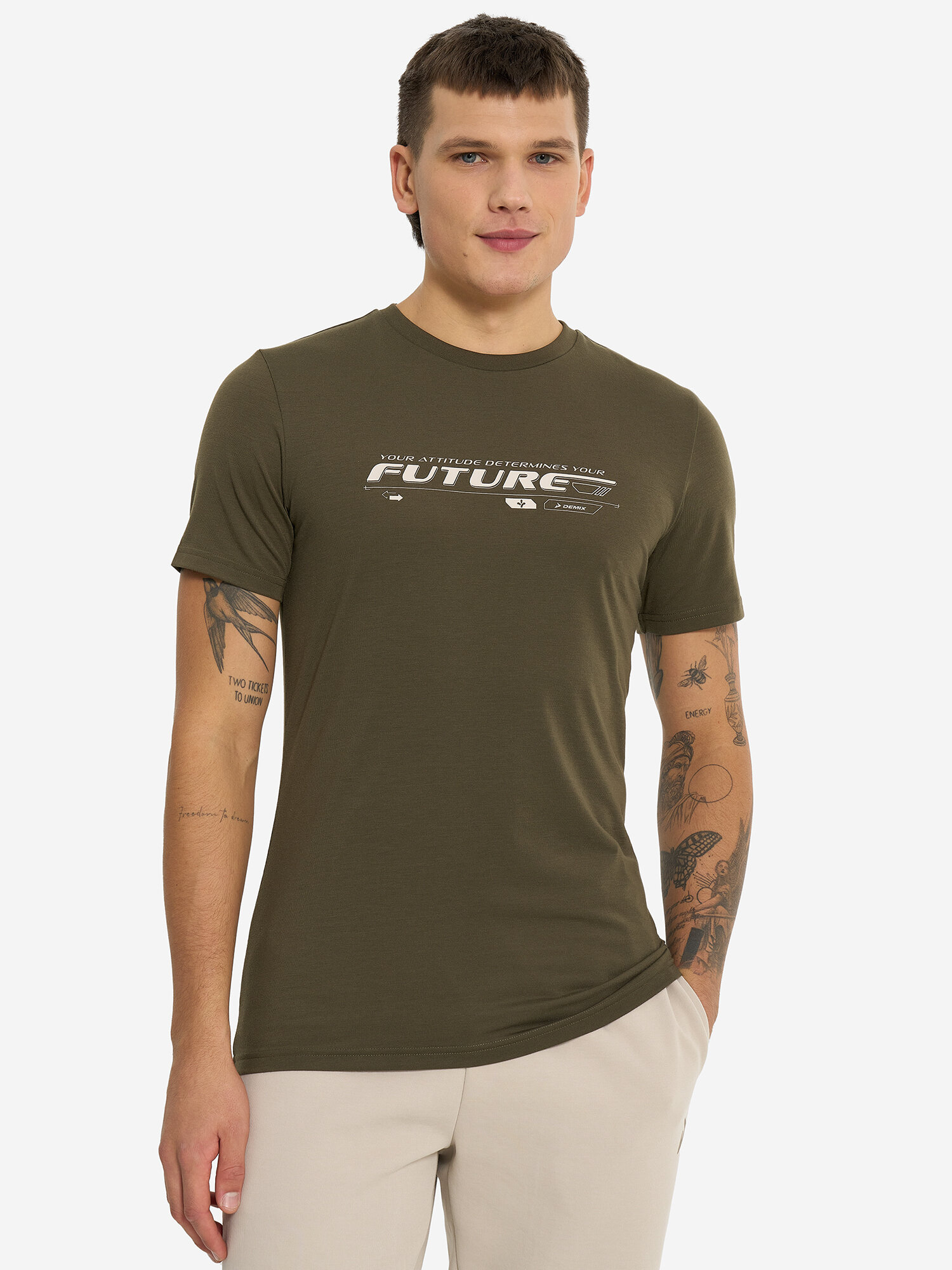 Футболка спортивная Demix, размер 50, зеленый, — фото 1