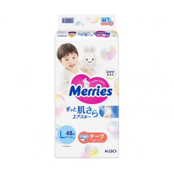 Merries подгузники L (9-14 кг) 48 шт