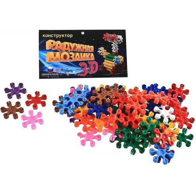 Конструктор липучка Биплант игрушки Радужная мозаика 3D 70 дет. №1, 1 шт