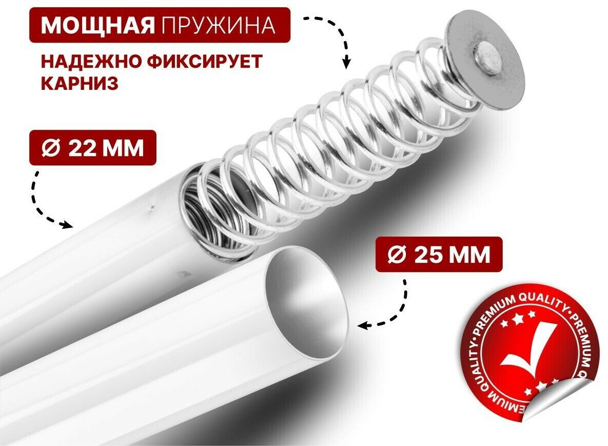 Картинки Карниз для ванной PERFECTO LINEA раздвижной 2,0 м белый 36-020103