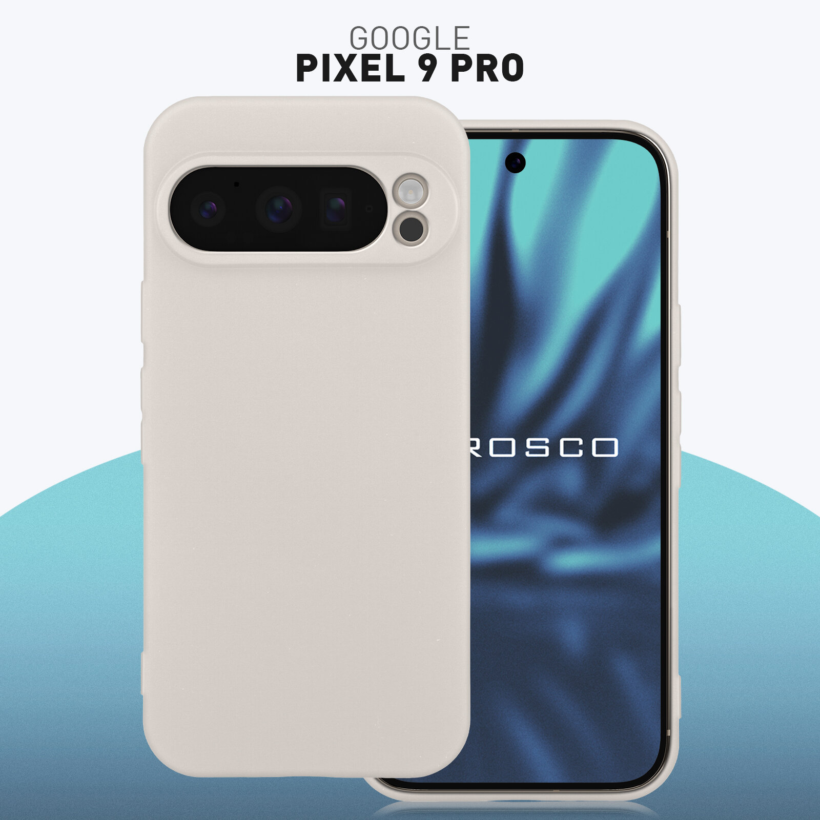 Матовый силиконовый чехол Rosco на Google Pixel 9 Pro (Гугл Пиксель 9 Про), тонкий, теплый серый под цвет телефона