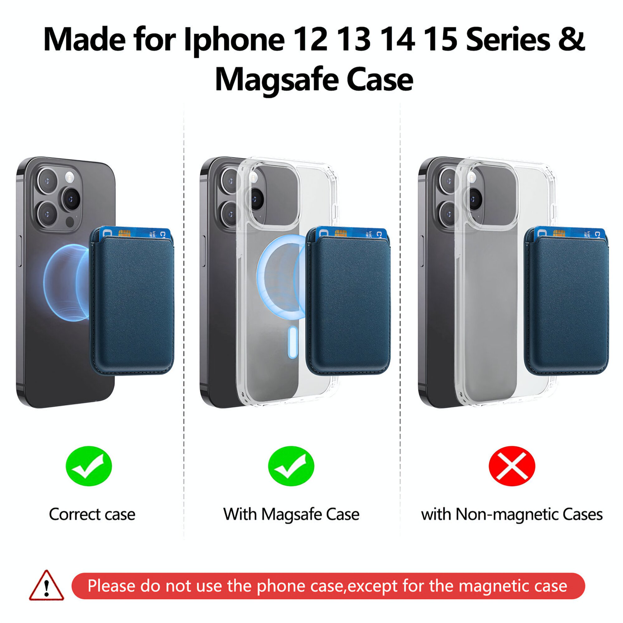 Картхолдер Magsafe Wallet Apple iPhone для хранения водительского удостоверения и кредитных карт (черный, с логотипом) — фото 1