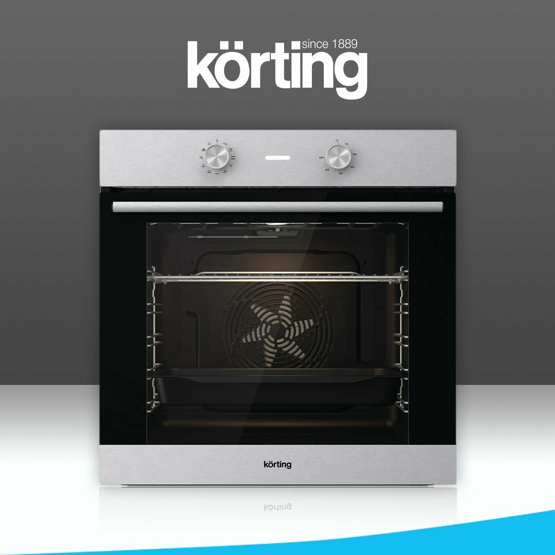 Духовой шкаф Korting OKB 2820 EX ширина 60 см, объем 77 литров, гриль, конвекция, 10 режимов, нержавеющая сталь