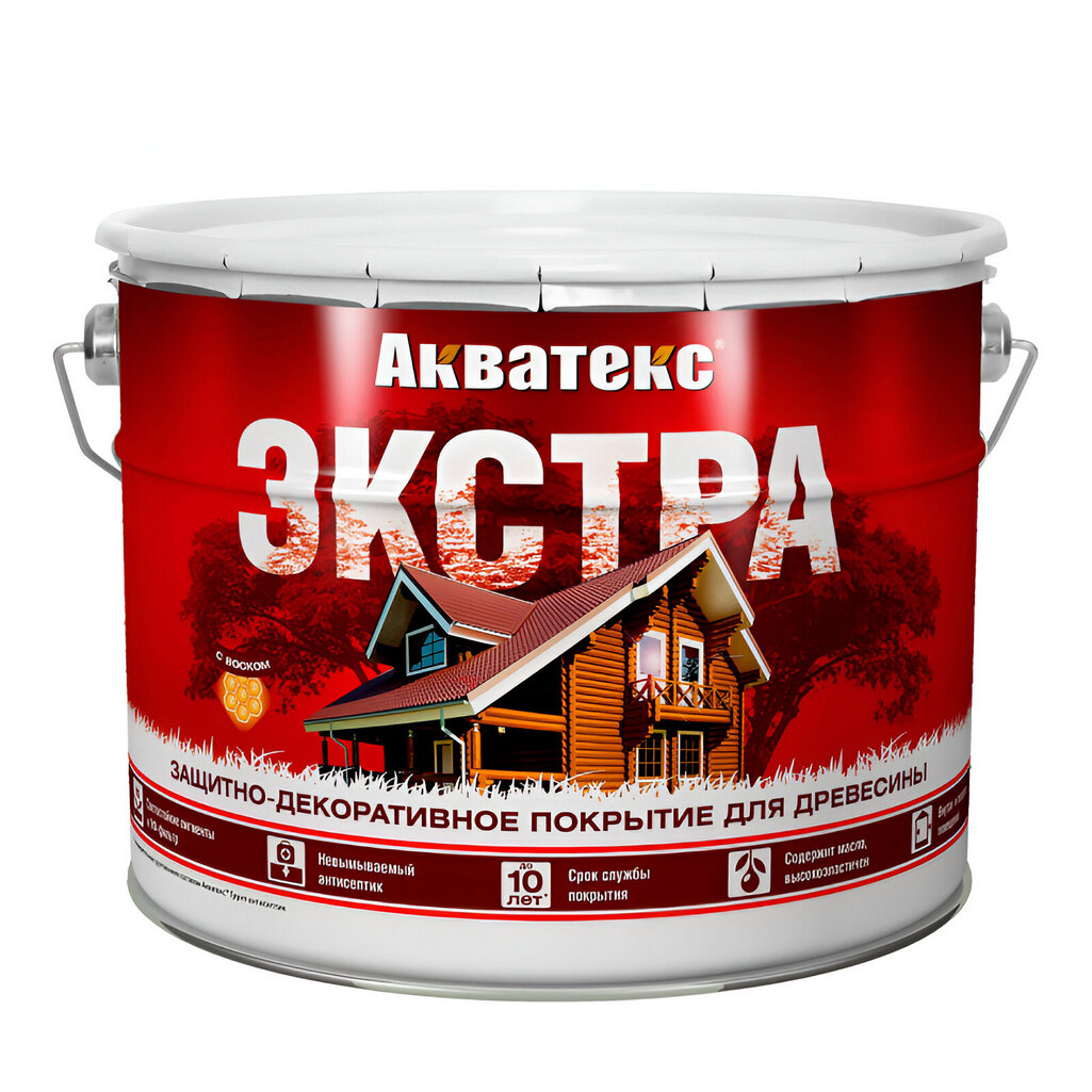 Защитно-декоративное покрытие Акватекс Экстра для древесины, полуглянцевое дуб, 9 л