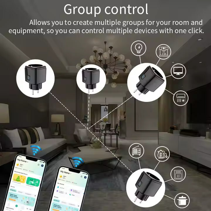 Умная Wi-Fi розетка с таймером и мониторингом энергии, совместимая с Tuya Smart, черная — фото 1