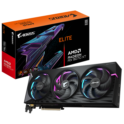 Видеокарта Gigabyte RX9070XT AORUS E 16GB GDDR6 256bit 2xDP 2xHDMI 3FAN RTL 101034₽