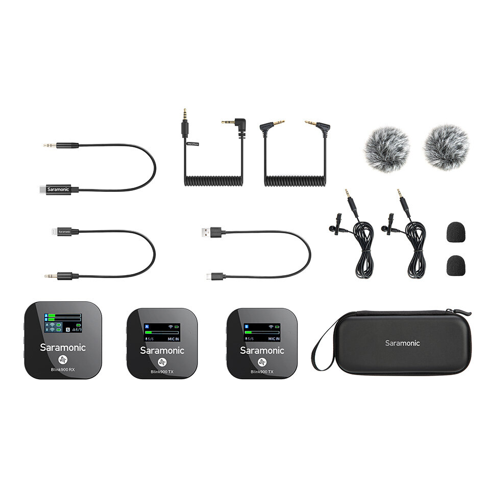Микрофонный комплект Saramonic "Blink900", для фото, видео и сматфонов, 2 передатчика, черный — фото 1