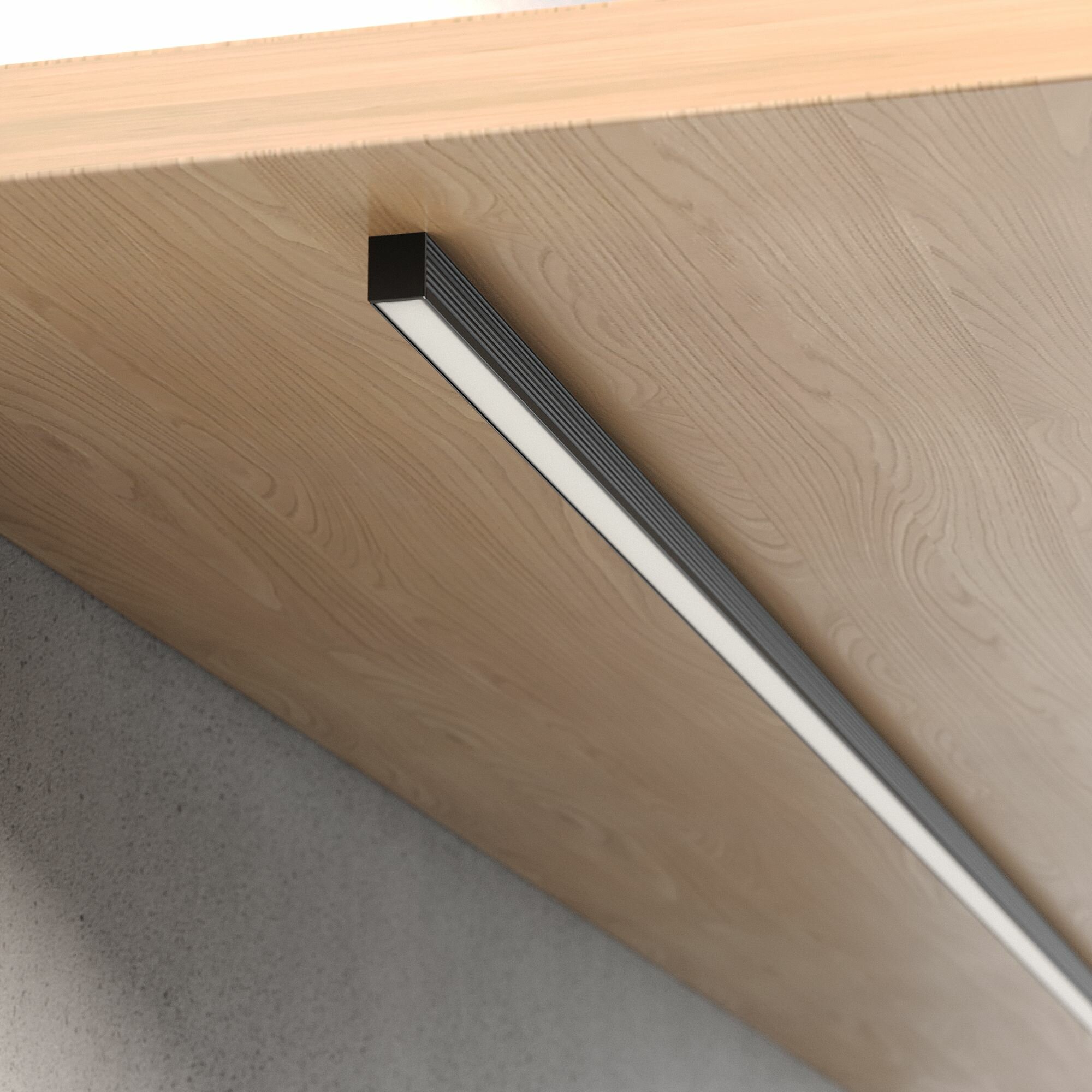 Geniled тонкий профиль для светодиодной ленты накладной 1 метр черный 8х9х1000 М7 с заглушками и черным рассеивателем подсветка стен и потолков