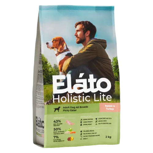 Корм Elato Holistic Lite для привередливых взрослых собак всех пород, с кроликом и индейкой, 2 кг
