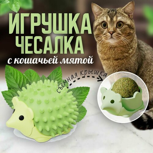 Игрушка щетка чесалка с кошачьей мятой. Шарик с кошачьей мятой. Лакомство для кошек от AVINHOME