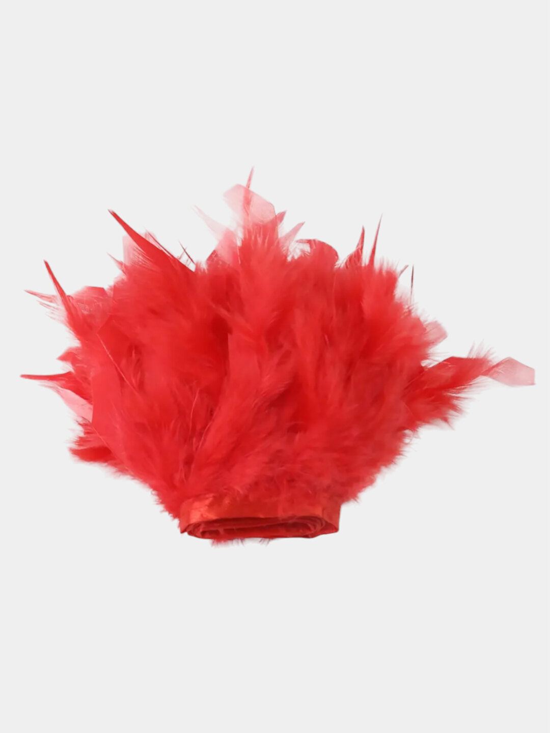Перья на ленте для фотo букетов с бабочками, вечерних платьев, декораций, 50/100 см, Красный, 50 см