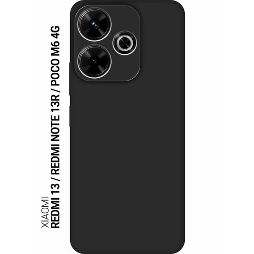 фото Силиконовый чехол на xiaomi redmi 13 / redmi note 13r / poco m6 4g матовый черный slvgo