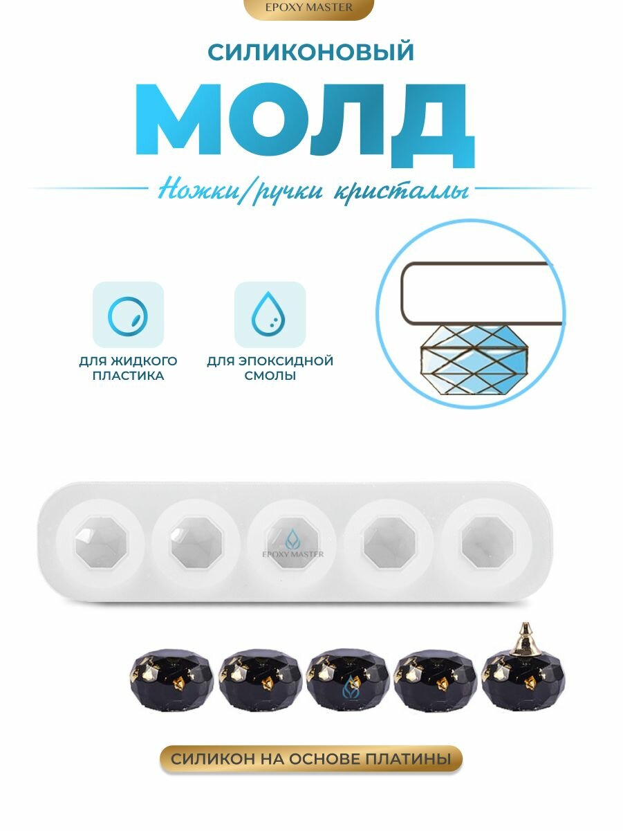 Силиконовый молд для эпоксидной смолы EPOXYMASTER Ножки/ручки кристаллы 21,5х5см