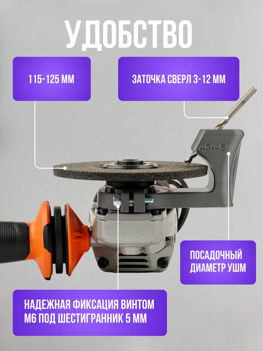Насадка для заточки сверл на УШМ 43-45 — фото 1