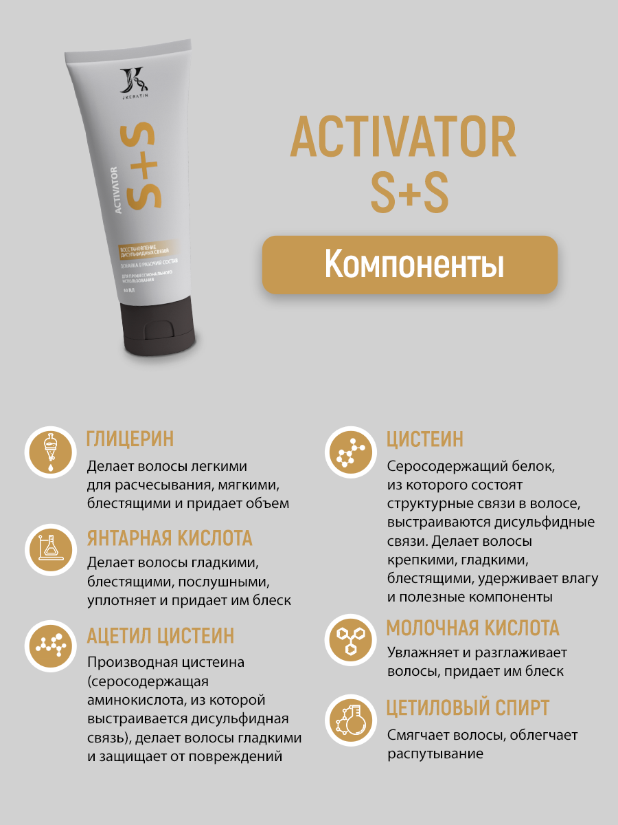 Активатор JKeratin S+S для восстановления дисульфидных связей, 60 мл — фото 1