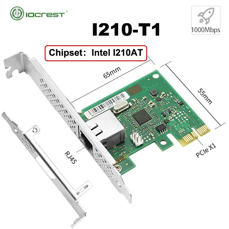 Адаптер сетевой IOCREST I210-T1 для Intel I210AT, 1000 Мбит/с