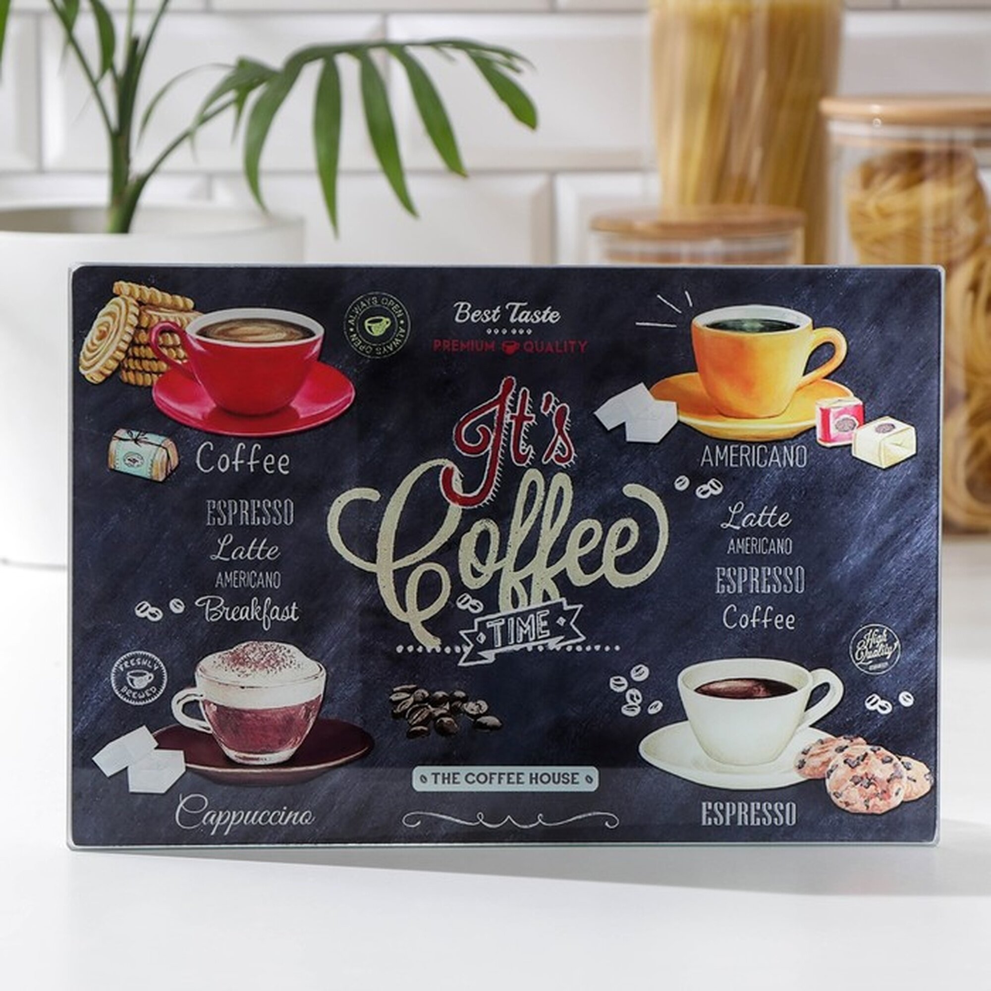 Разделочная доска Доляна «Кофемания» стекло 30х20 см разноцветный