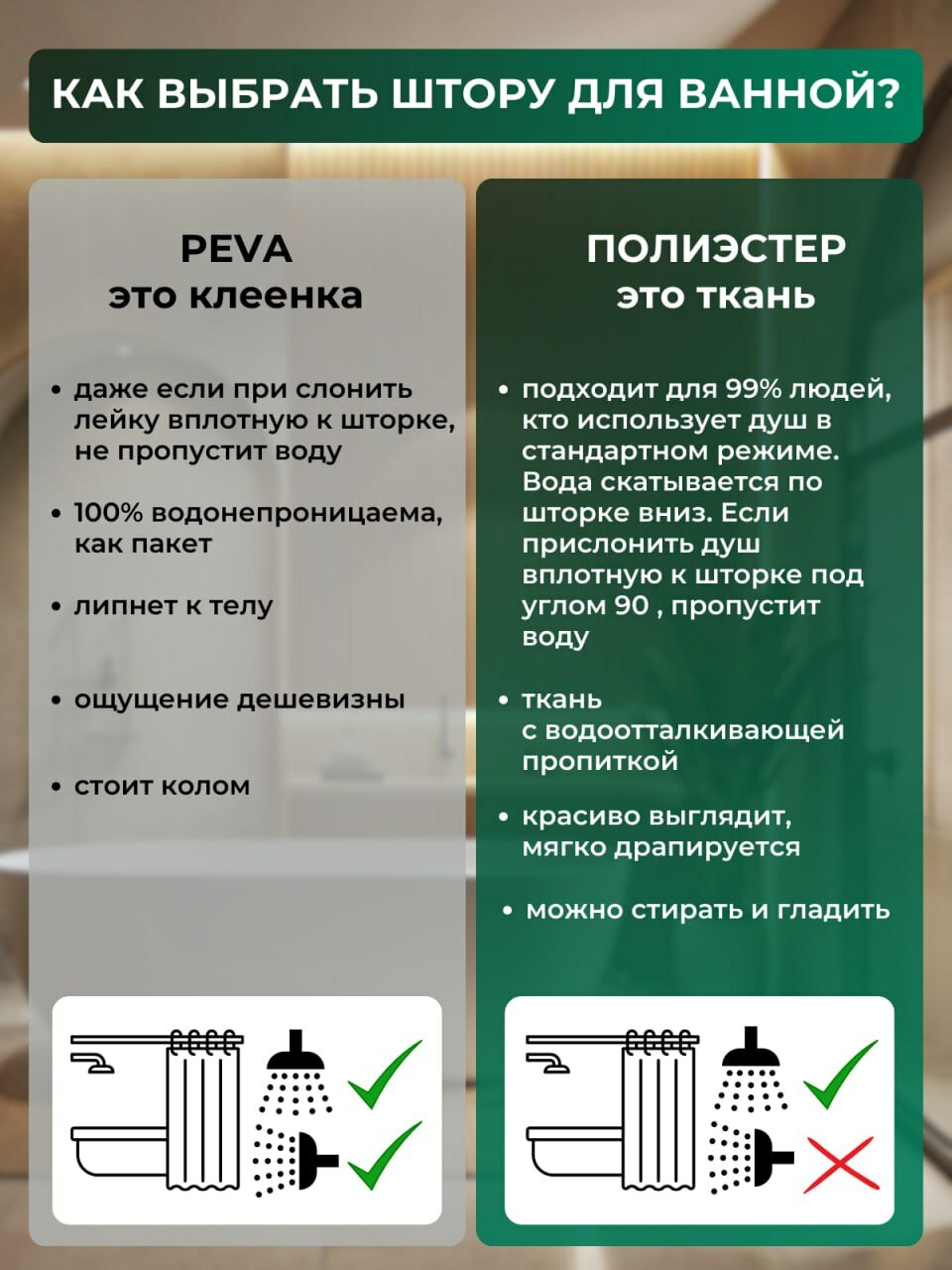 Штора для ванной тканевая мраморная белая с серебром 180 на 180 см — фото 1