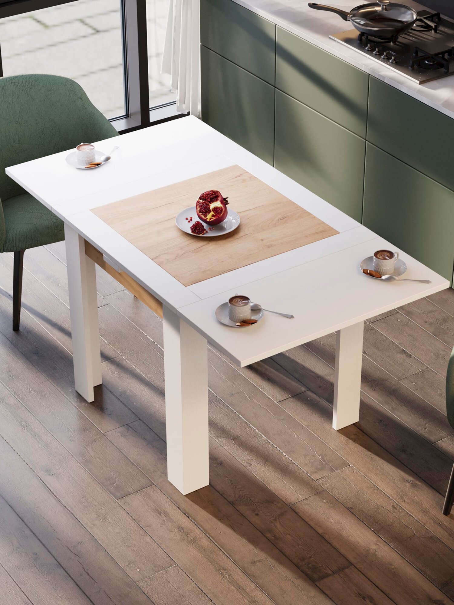 Стол раздвижной, кухонный Хьюстон тип 3 79х79 см. Белый/Дуб Крафт золотой — фото 1