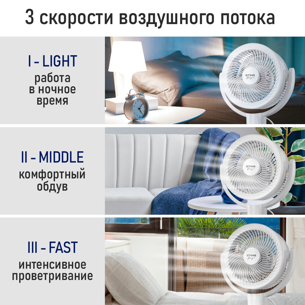 Напольный вентилятор STINGRAY ST-FN4139A белый — фото 1