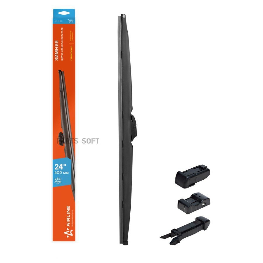 AIRLINE AWBW600 Щетка стеклоочистителя бескаркасная AIRLINE 600 мм (4 адаптера) зимняя